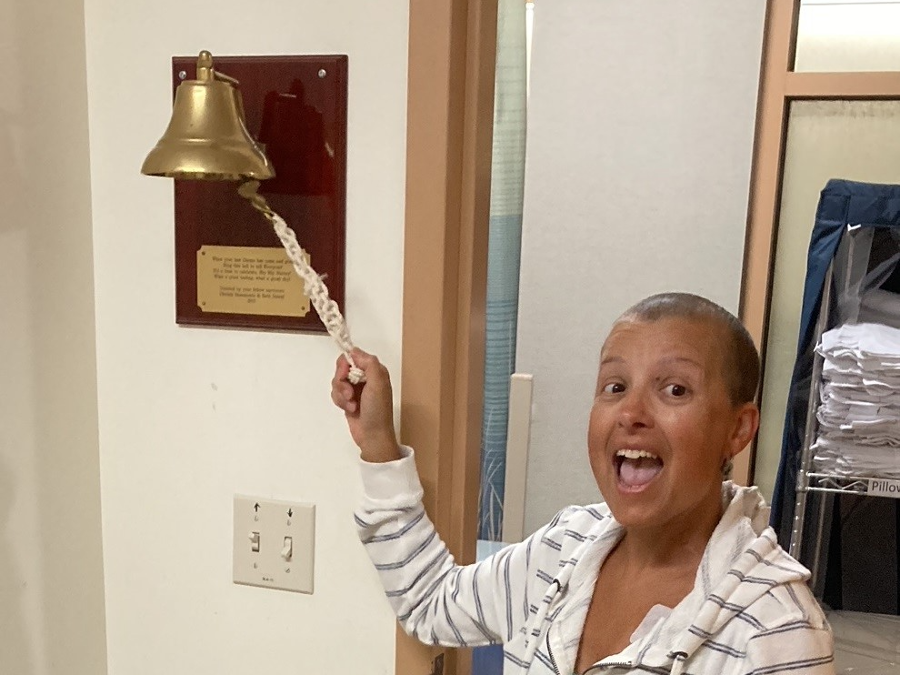 ringing the bell after completing 5 months of chemo 